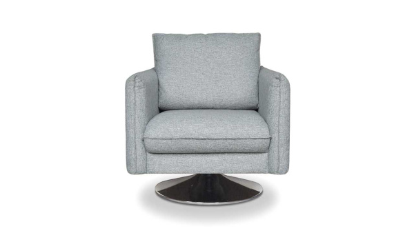 Кресло Джулия на круглой поворотной платформе рогожка серая 